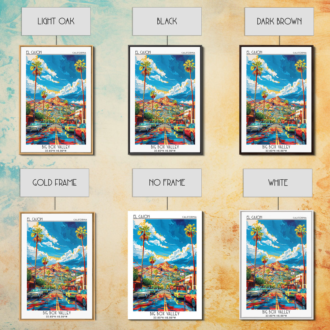 El Cajon Travel Poster, Canvas Print, Retro Travel Poster, City Wall Art, Poster Print, Art Print, Landscape Art, City Travel Poster