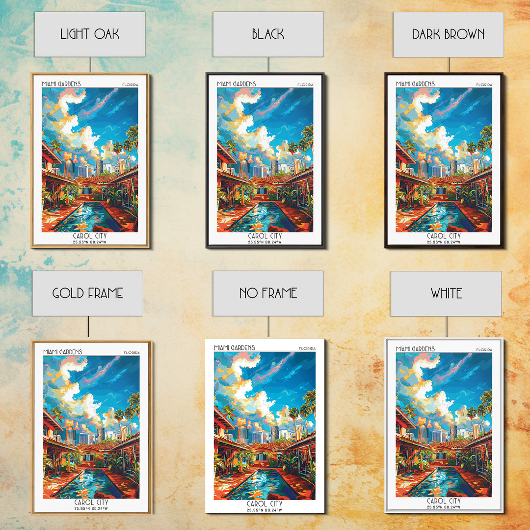 Miami Gardens Travel Poster, Canvas Print, Travel Art Print, Modern Wall Decor, Landscape Art, Wanderlust Gift, Living Room Wall Art