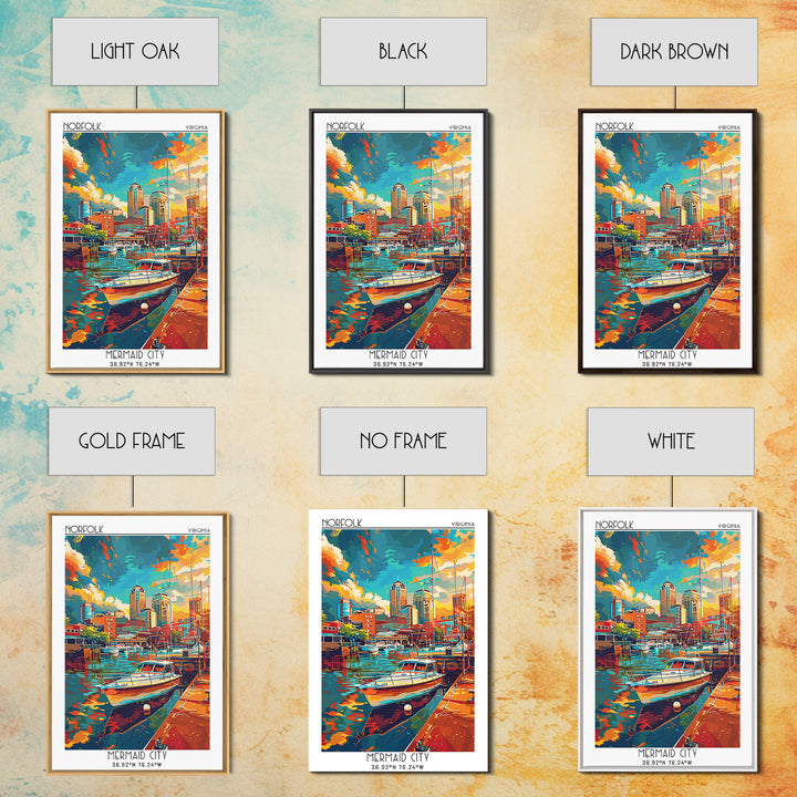 Norfolk Travel Poster, Framed Canvas Print, Retro Travel Poster, City Wall Art, City Travel Poster, Home Decor, Mid Century Wall Art
