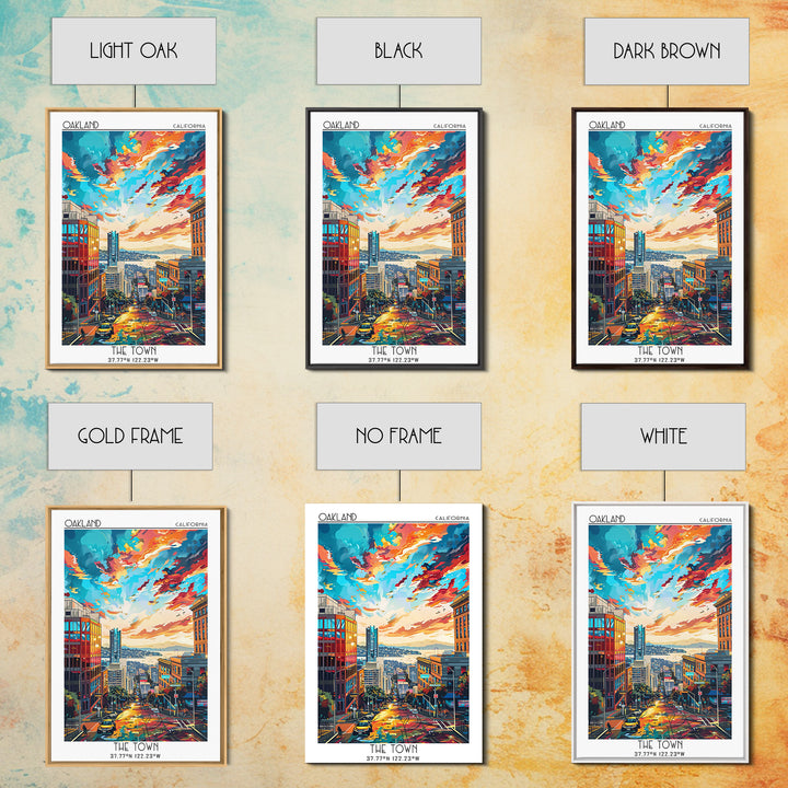 Oakland Travel Poster, Framed Canvas Print, City Art Print, Travel Wall Art, Vintage Travel Art, Living Room Wall Art, Travel Prints