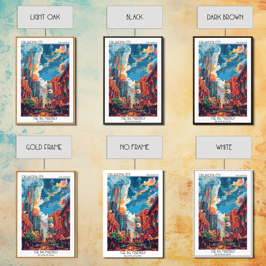 Oklahoma City Travel Poster, Framed Canvas Print, City Travel Poster, Vintage City Poster, Wall Art, Travel Art Print, City Wall Art
