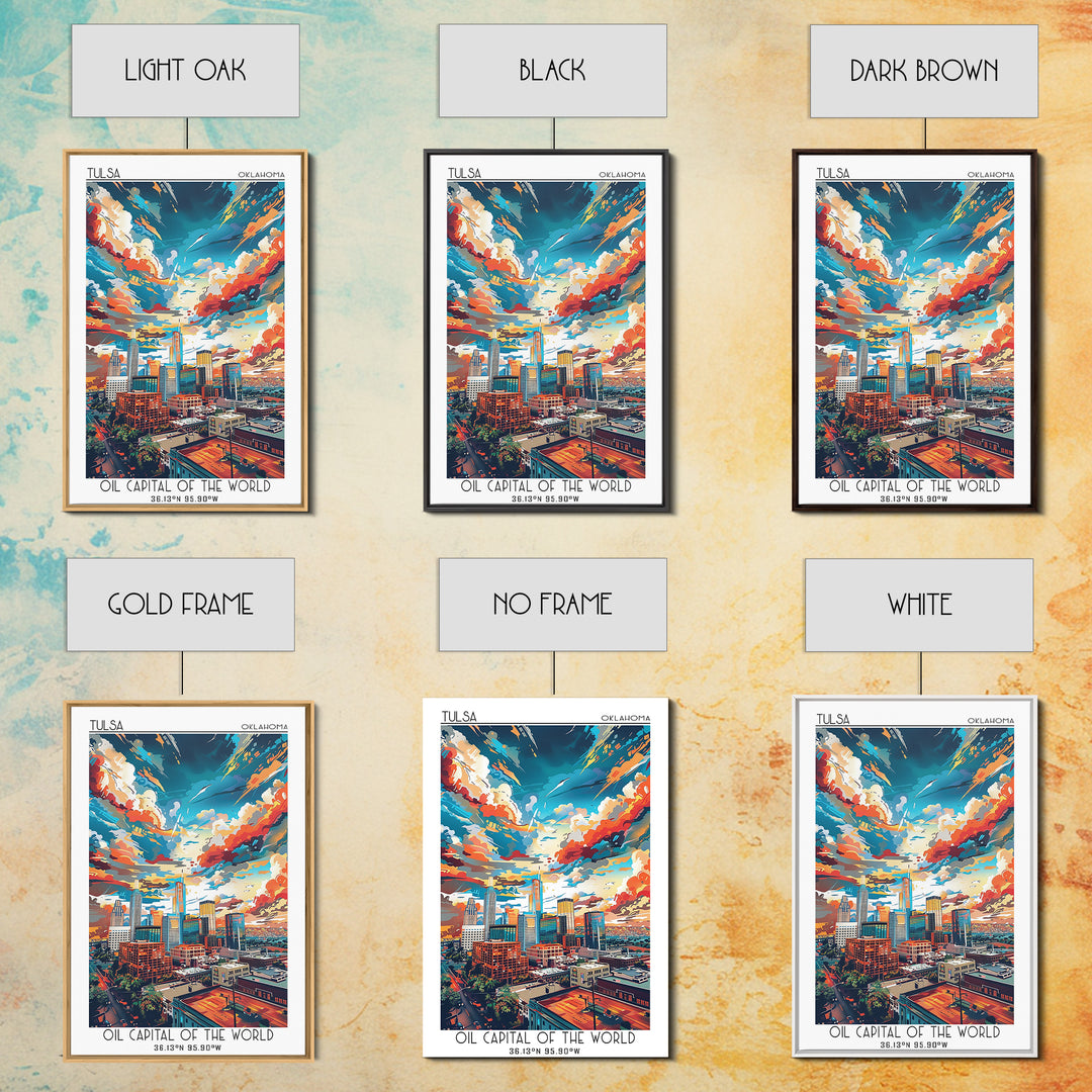 Tulsa Travel Poster, Framed Canvas Print, City Art Print, Travel Wall Art, Living Room Wall Art, Travel Art Print, Colorful Wall Art