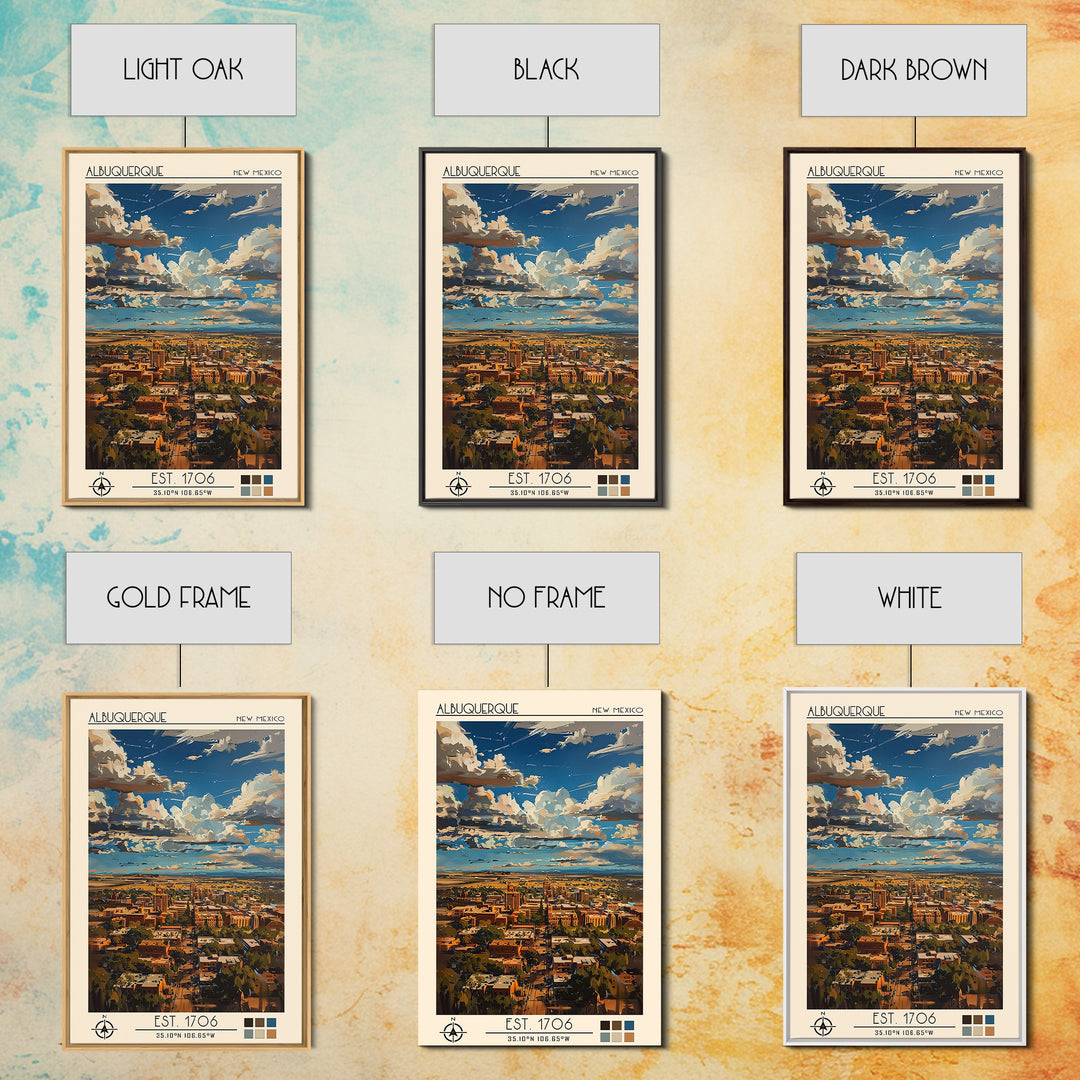 Albuquerque Travel Poster, Framed Canvas Print, City Art Print, Travel Wall Art, Vintage Poster, Gallery Wall Set, Minimalist Poster