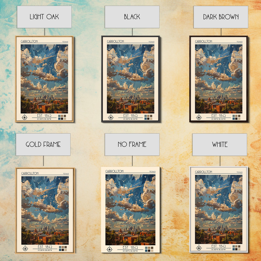 Carrollton Travel Poster, Framed Canvas Print, Travel Prints, Landscape Art, Vintage City Poster, Vintage Travel Print, Poster Print