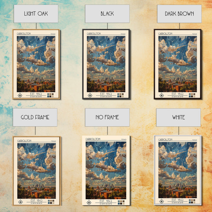 Carrollton Travel Poster, Framed Canvas Print, Travel Prints, Landscape Art, Vintage City Poster, Vintage Travel Print, Poster Print