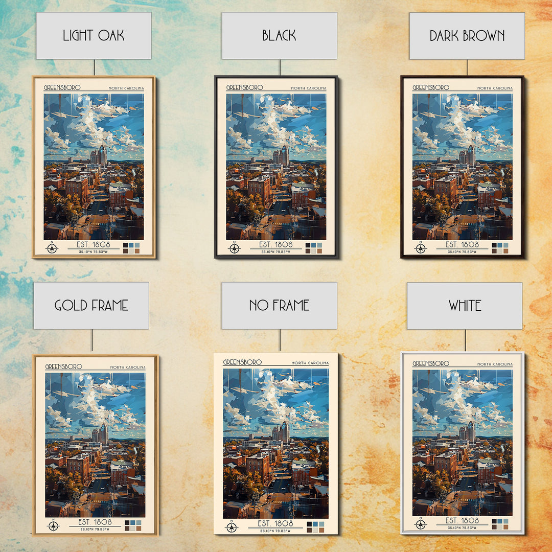 Greensboro Travel Poster, Canvas Print, Travel Prints, Landscape Art, Retro Wall Art, Travel Posters, Travel Art Print, Poster Print