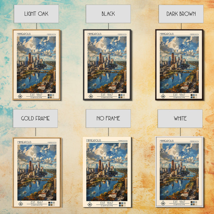 Minneapolis Travel Poster, Framed Canvas Print, Travel Wall Art, City Wall Art, City Travel Poster, Vintage Poster, Travel Art Print