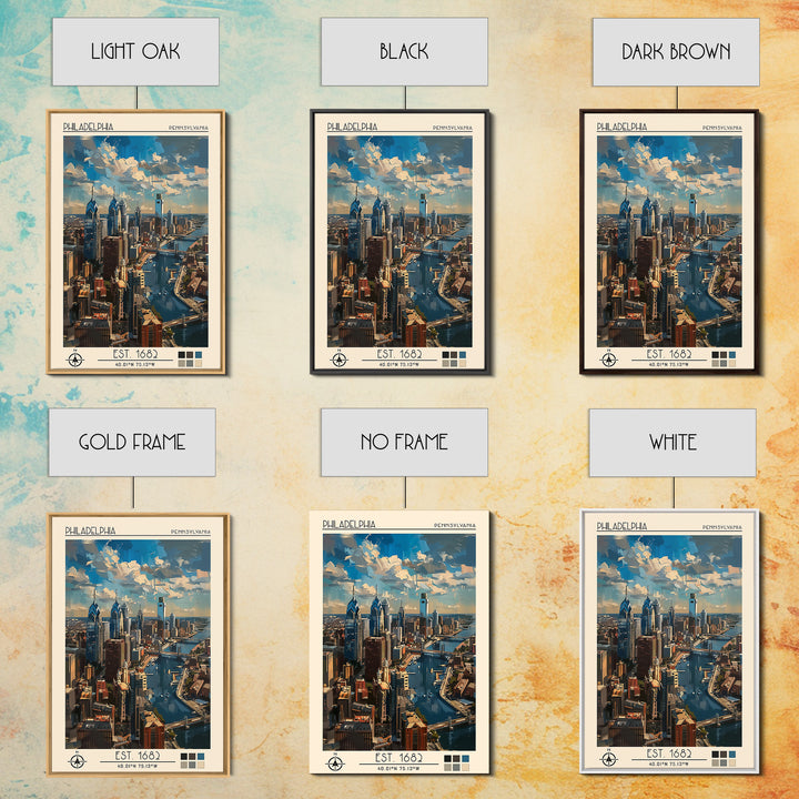 Philadelphia Travel Poster, Framed Canvas Print, City Art Print, Travel Wall Art, City Illustration, Modern Wall Decor, Poster Print