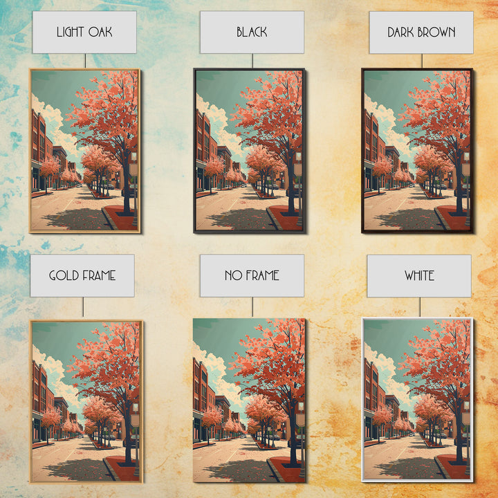 Clarksville Travel Poster, Framed Canvas Print, Travel Prints, Landscape Art, Mid Century Wall Art, Retro Wall Art, Gallery Wall Set