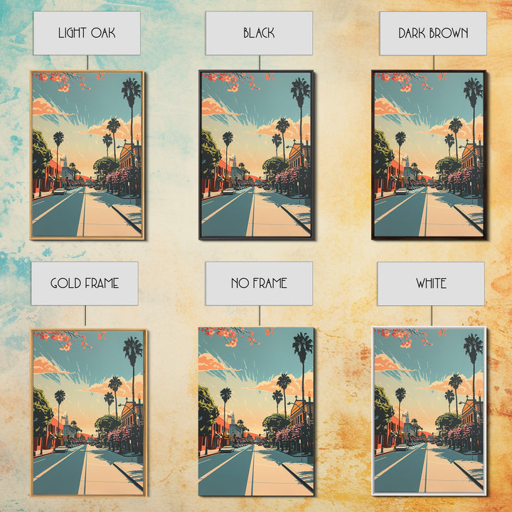 Corona Travel Poster, Framed Canvas Print, City Travel Poster, Travel Wall Art, Watercolor Cityscape, Retro Wall Art, City Art Print