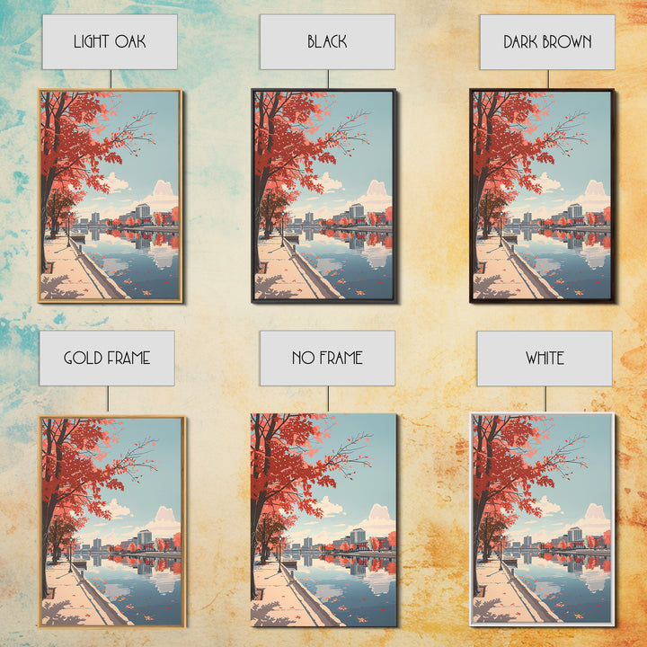 Lansing Travel Poster, Framed Canvas Print, Travel Prints, Landscape Art, Art Print, Gallery Wall Set, Poster Print, Wanderlust Gift