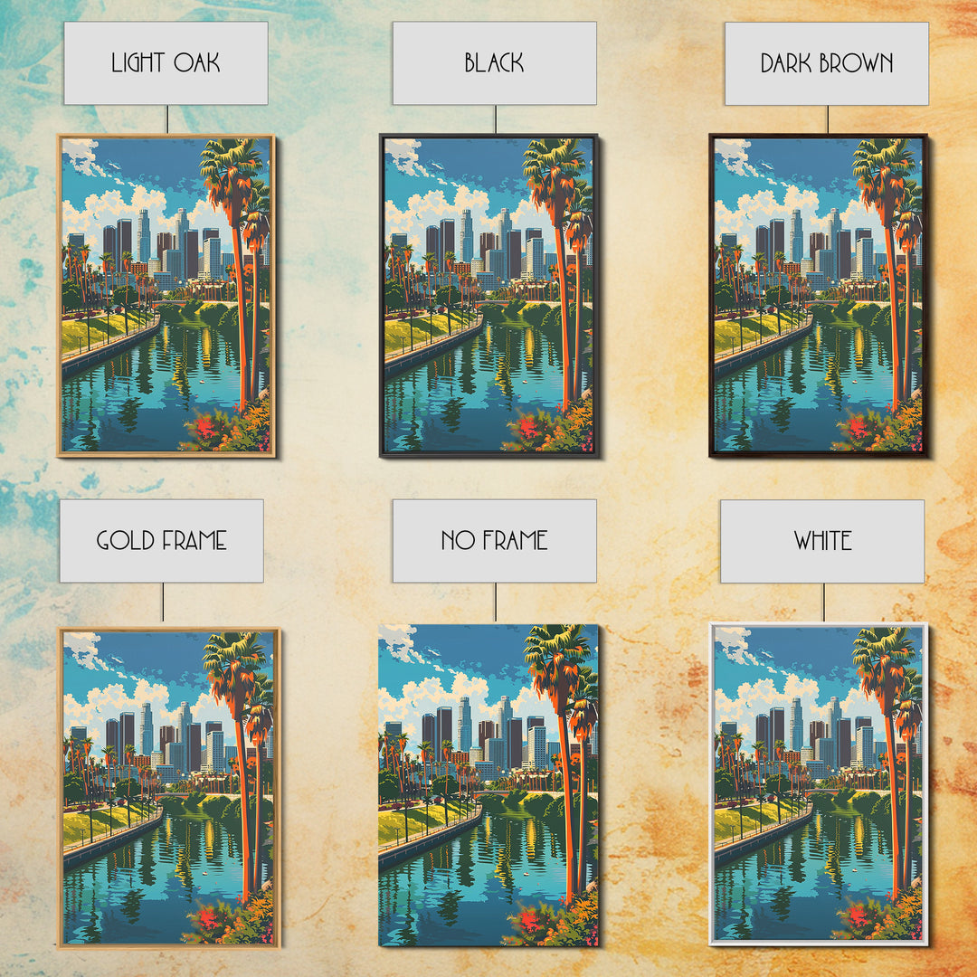 Los Angeles Travel Poster, Framed Canvas Print, City Art Print, Travel Wall Art, Art Print, Retro Travel Print, Vintage Travel Print