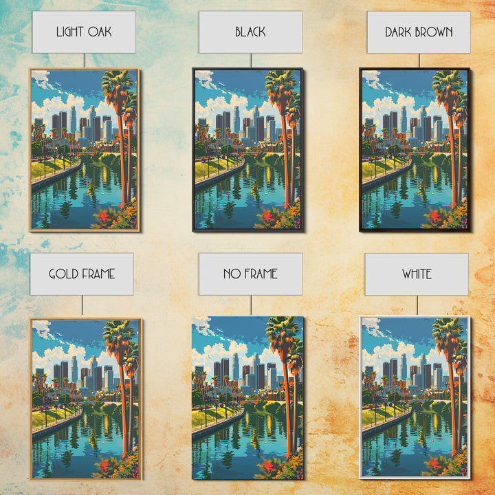 Los Angeles Travel Poster, Framed Canvas Print, City Art Print, Travel Wall Art, Art Print, Retro Travel Print, Vintage Travel Print