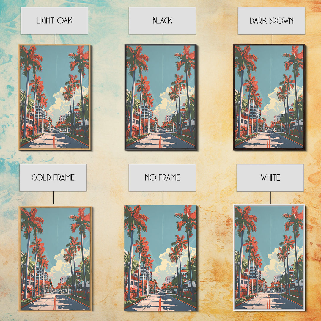 Miami Gardens Travel Poster, Framed Canvas Print, Vintage Travel Print, City Wall Art, Vintage Poster, Wanderlust Gift, Travel Print
