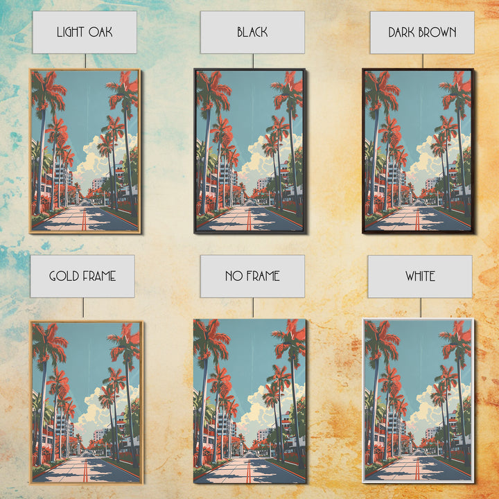Miami Gardens Travel Poster, Framed Canvas Print, Vintage Travel Print, City Wall Art, Vintage Poster, Wanderlust Gift, Travel Print