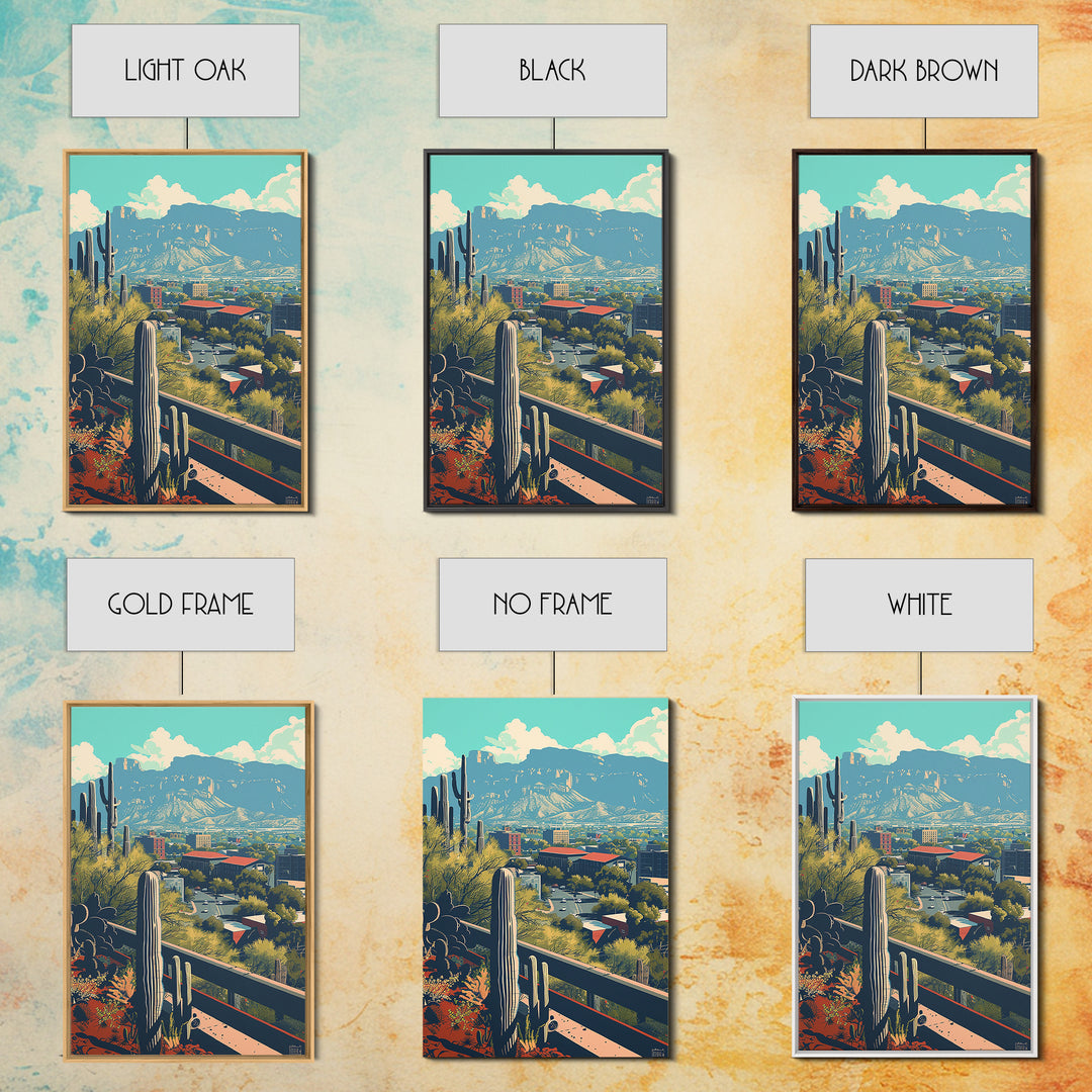 Tucson Travel Poster, Canvas Print, Retro Travel Poster, City Wall Art, City Illustration, Vintage City Poster, Living Room Wall Art