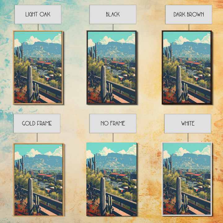 Tucson Travel Poster, Canvas Print, Retro Travel Poster, City Wall Art, City Illustration, Vintage City Poster, Living Room Wall Art