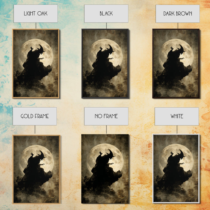 The Moonlit Witch, Dark Romantic Horror Art, Vertical Wall Art, Dark Halloween Decor, Canvas Print, Halloween Wall Art, Macabre Wall Art