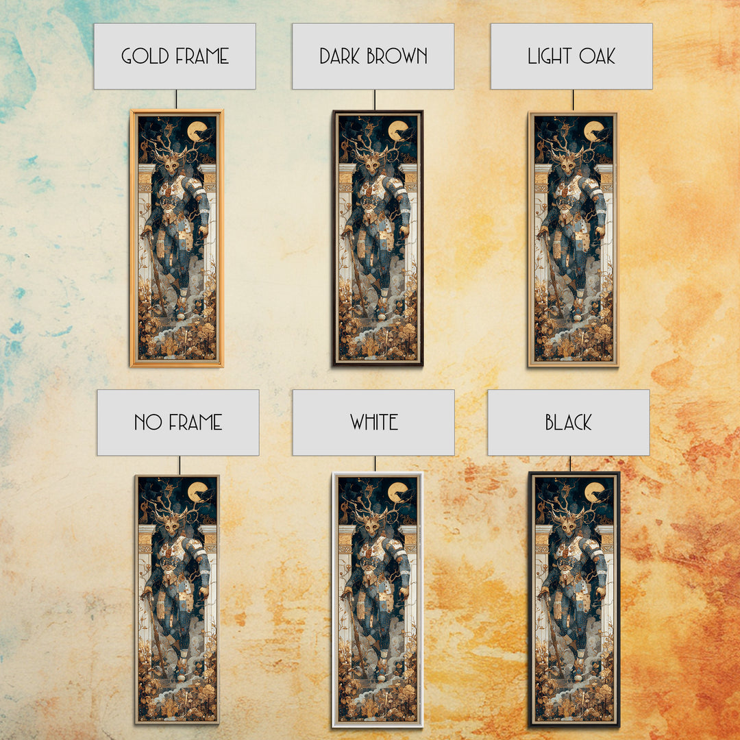 The Stitched Giant, Ornate Symbolist Art, Tall Narrow Wall Art, Gothic Horror Wall Art, Canvas Print, Halloween Wall Art