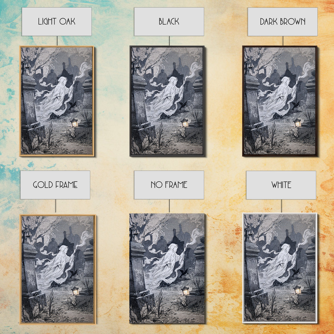 The Graveyard Ghost, Victorian Macabre Art, Vertical Wall Art, Dark Halloween Decor, Canvas Print, Halloween Wall Art