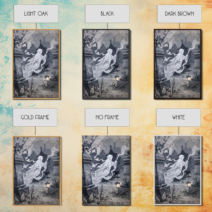 The Graveyard Ghost, Victorian Macabre Art, Vertical Wall Art, Dark Halloween Decor, Canvas Print, Halloween Wall Art