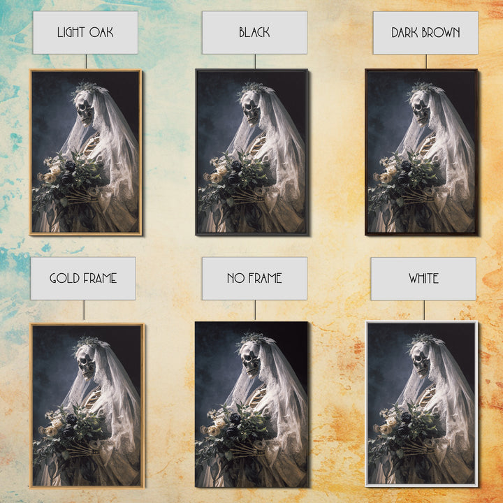 The Skeletal Bride, Gothic Nightmare Art, Vertical Wall Art, Dark Halloween Decor, Canvas Print, Halloween Wall Art, Gothic Home Decor