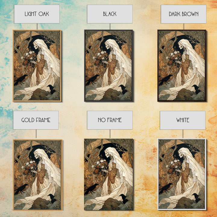 The Skeletal Bride, Gothic Storybook Art, Vertical Wall Art, Gothic Horror Wall Art, Canvas Print, Halloween Wall Art