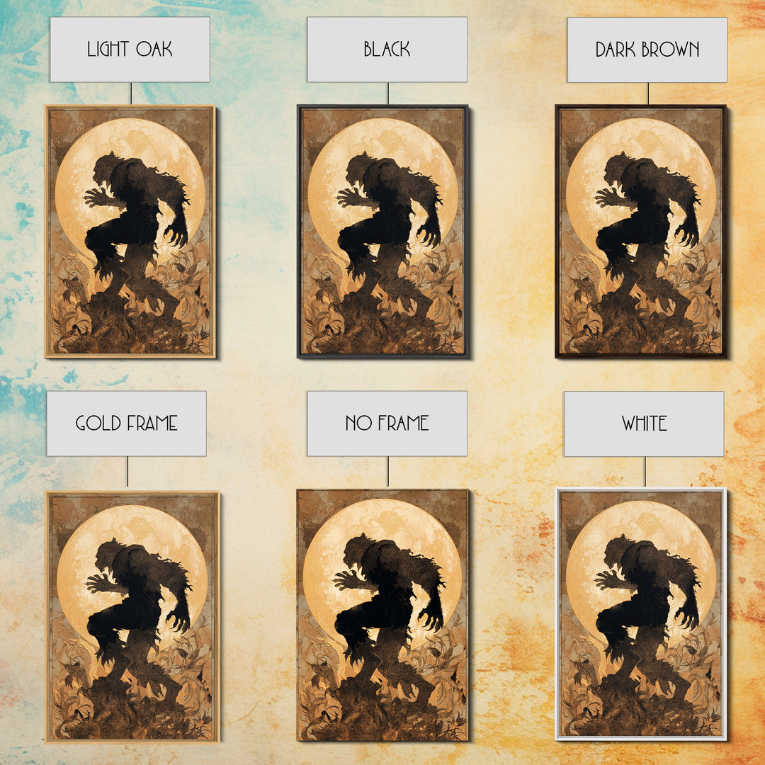 The Moon-Cursed Werewolf, Dark Renaissance Art, Vertical Wall Art, Macabre Wall Art, Framed Canvas Print, Halloween Wall Art
