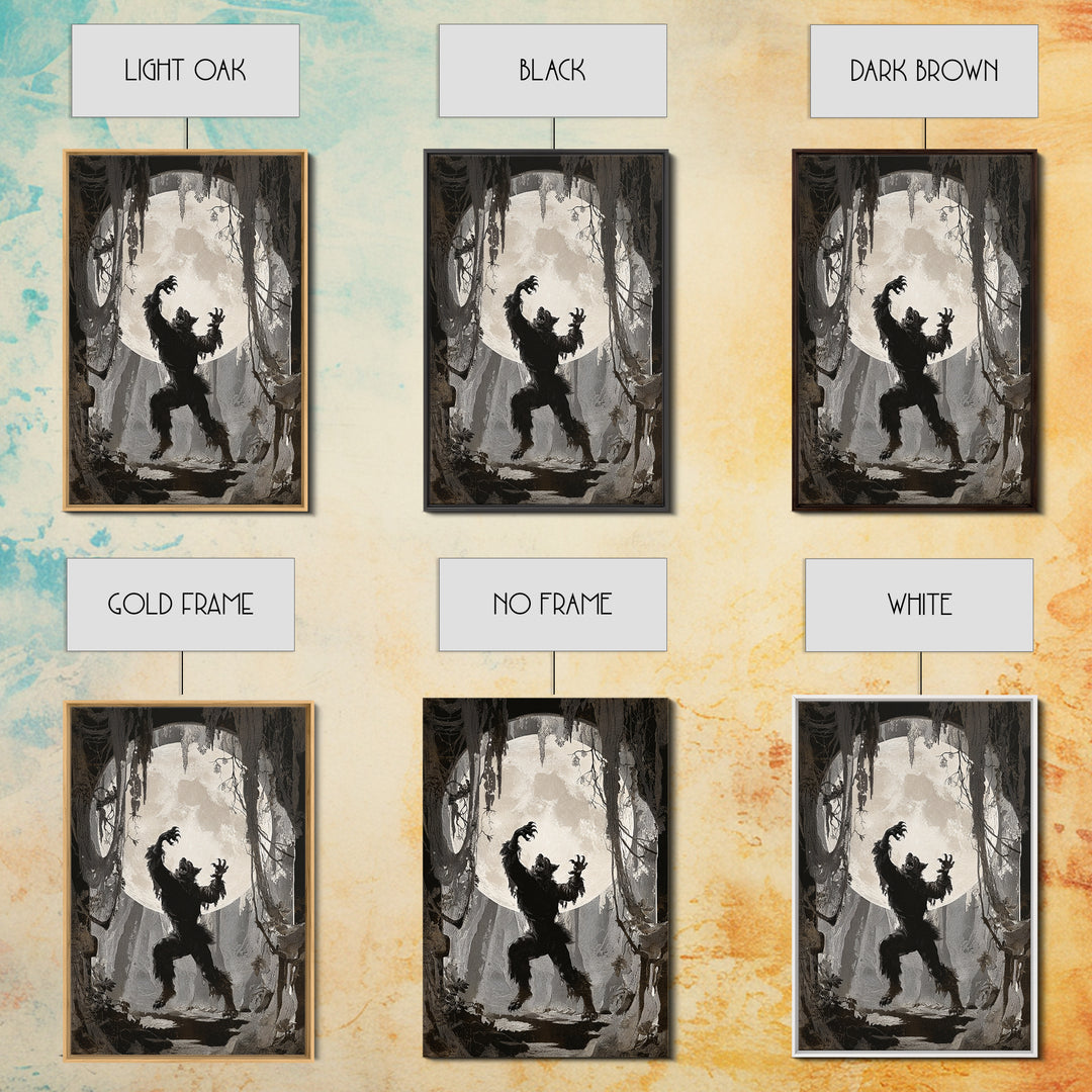 The Moon-Cursed Werewolf, Danse Macabre Art, Vertical Wall Art, Dark Fantasy Wall Art, Framed Canvas Print
