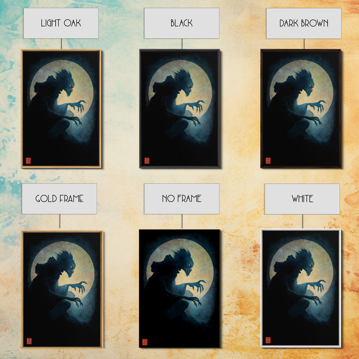 The Moon-Cursed Werewolf, Expressionist Gothic Art, Vertical Wall Art, Dark Halloween Decor, Canvas Print, Halloween Wall Art