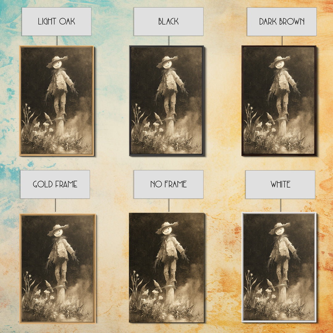 The Living Scarecrow, Symbolist Dream Art, Vertical Wall Art, Dark Halloween Decor, Framed Canvas Print, Halloween Wall Art
