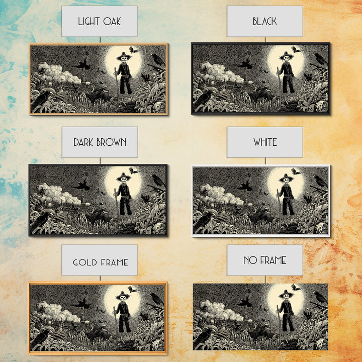 The Living Scarecrow, Macabre Folk Print Art, Wide Panoramic Art, Macabre Wall Art, Canvas Print, Halloween Wall Art