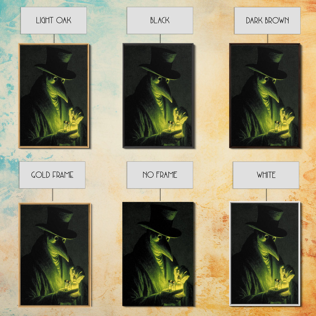 The Plague Doctor, Gothic Nightmare Art, Vertical Wall Art, Macabre Wall Art, Framed Canvas Print, Halloween Wall Art