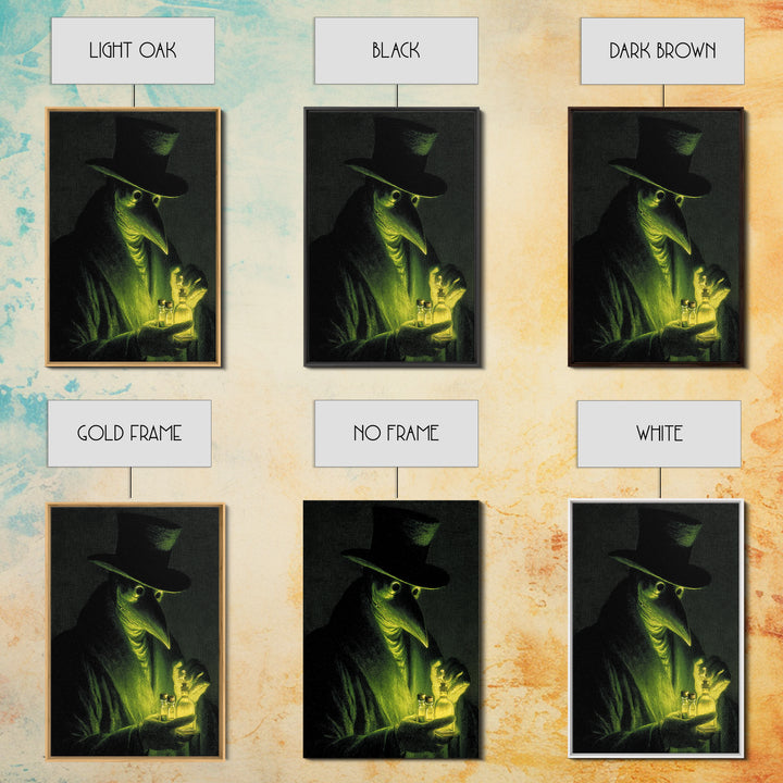The Plague Doctor, Gothic Nightmare Art, Vertical Wall Art, Macabre Wall Art, Framed Canvas Print, Halloween Wall Art
