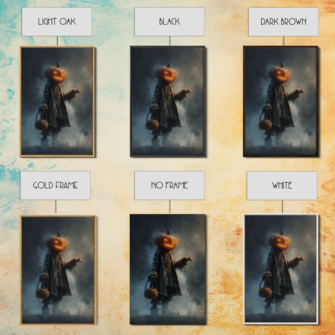 The Pumpkin-Headed Child, Expressionist Nightmare Art, Vertical Wall Art, Gothic Horror Wall Art, Canvas Print, Halloween Wall Art
