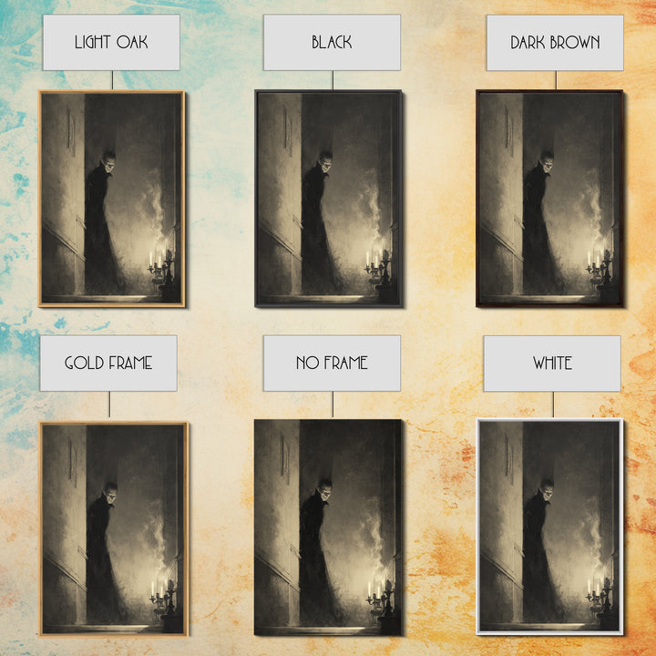 The Shadow Person, Decadent Gothic Art, Vertical Wall Art, Gothic Horror Wall Art, Framed Canvas Print, Halloween Wall Art