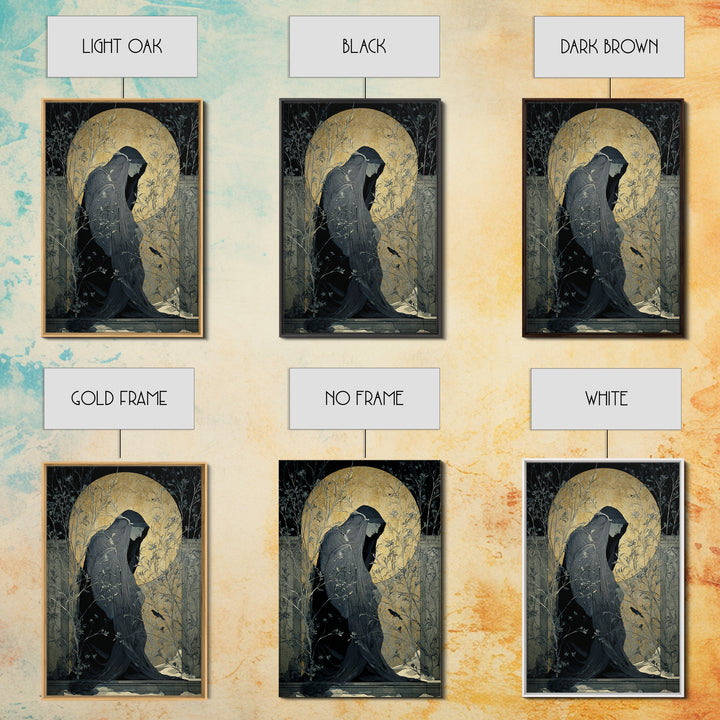 The Shadow Person, Symbolist Death Art, Vertical Wall Art, Macabre Wall Art, Framed Canvas Print, Halloween Wall Art