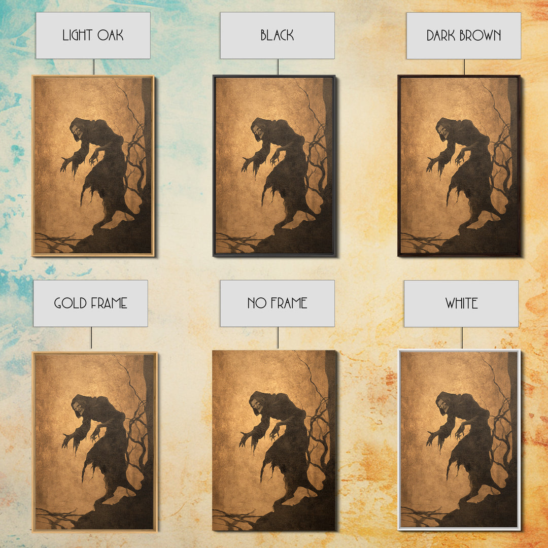 The Shadow Person, Gothic Storybook Art, Vertical Wall Art, Gothic Horror Wall Art, Framed Canvas Print, Halloween Wall Art