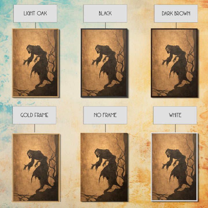 The Shadow Person, Gothic Storybook Art, Vertical Wall Art, Gothic Horror Wall Art, Framed Canvas Print, Halloween Wall Art