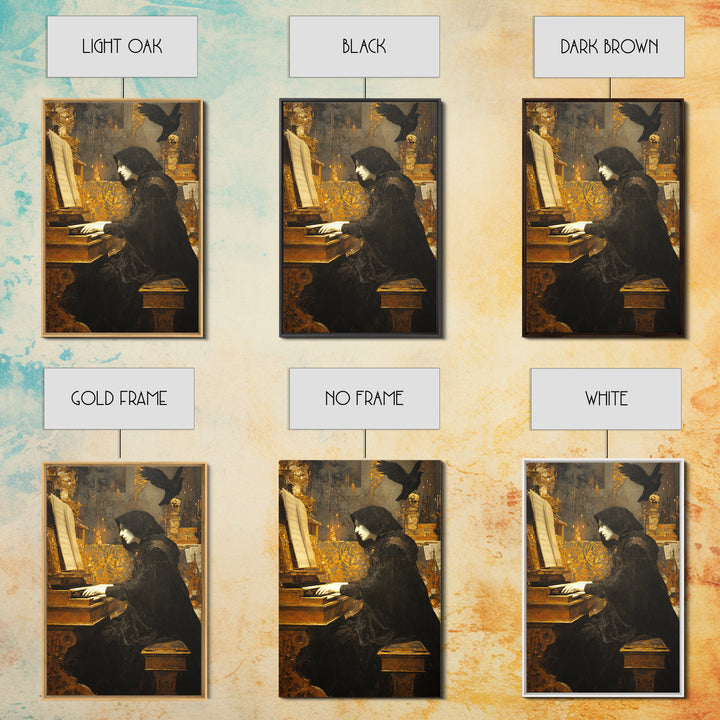 The Phantom Organist, Ornate Symbolist Art, Vertical Wall Art, Dark Fantasy Wall Art, Framed Canvas Print, Halloween Wall Art