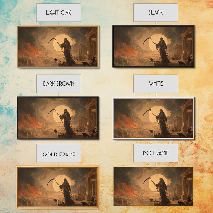 The Fog-Bound Reaper, Apocalyptic Romantic Art, Wide Panoramic Art, Macabre Wall Art, Canvas Print, Halloween Wall Art, Halloween Decor