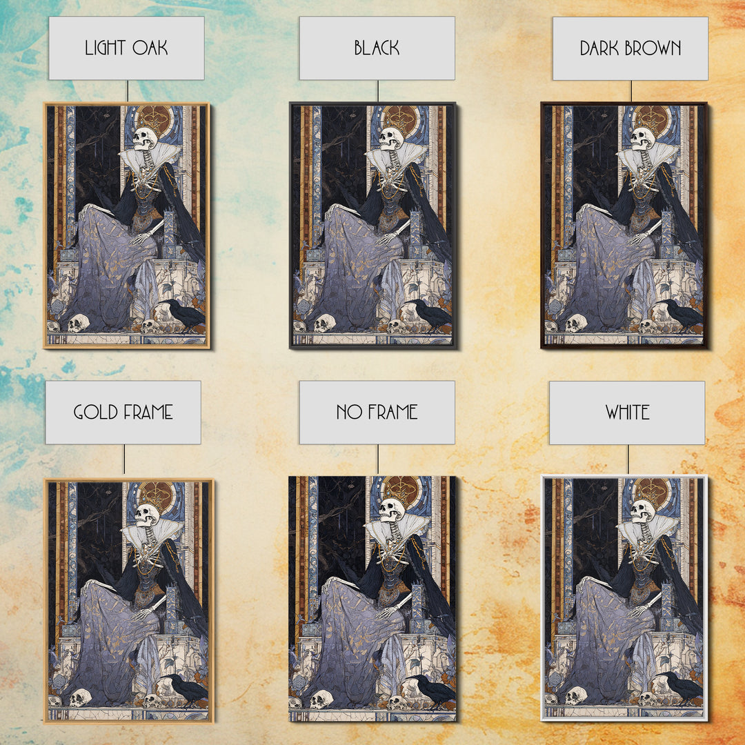 The Bone Queen, Stained Glass Gothic Art, Vertical Wall Art, Macabre Wall Art, Canvas Print, Halloween Wall Art, Statement Wall Art