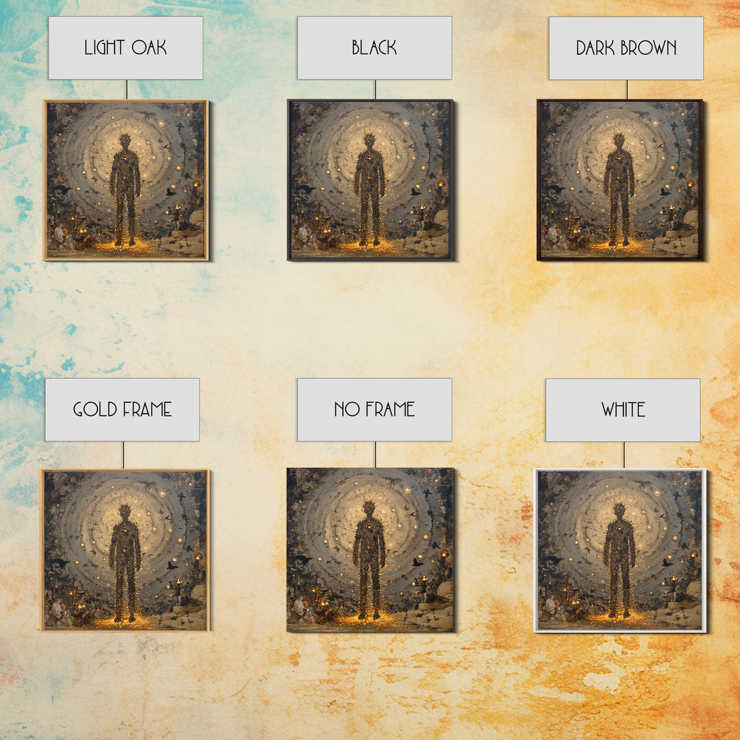 The Candlewax Man, Symbolist Dream Art, Square Wall Art, Dark Fantasy Wall Art, Framed Canvas Print, Halloween Wall Art