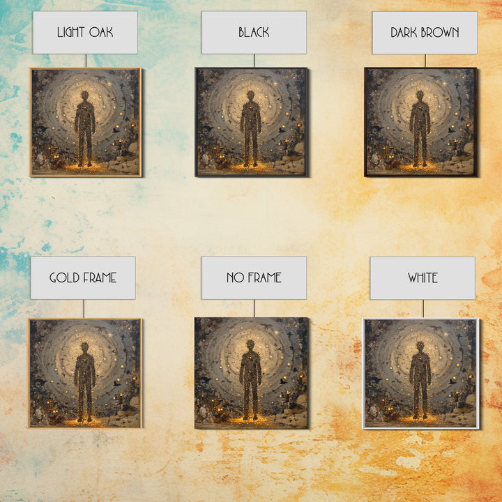The Candlewax Man, Symbolist Dream Art, Square Wall Art, Dark Fantasy Wall Art, Framed Canvas Print, Halloween Wall Art