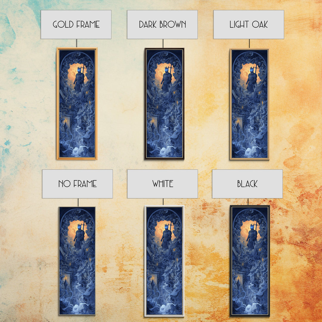 The Spectral Knight, Visionary Gothic Art, Tall Narrow Wall Art, Macabre Wall Art, Canvas Print, Halloween Wall Art