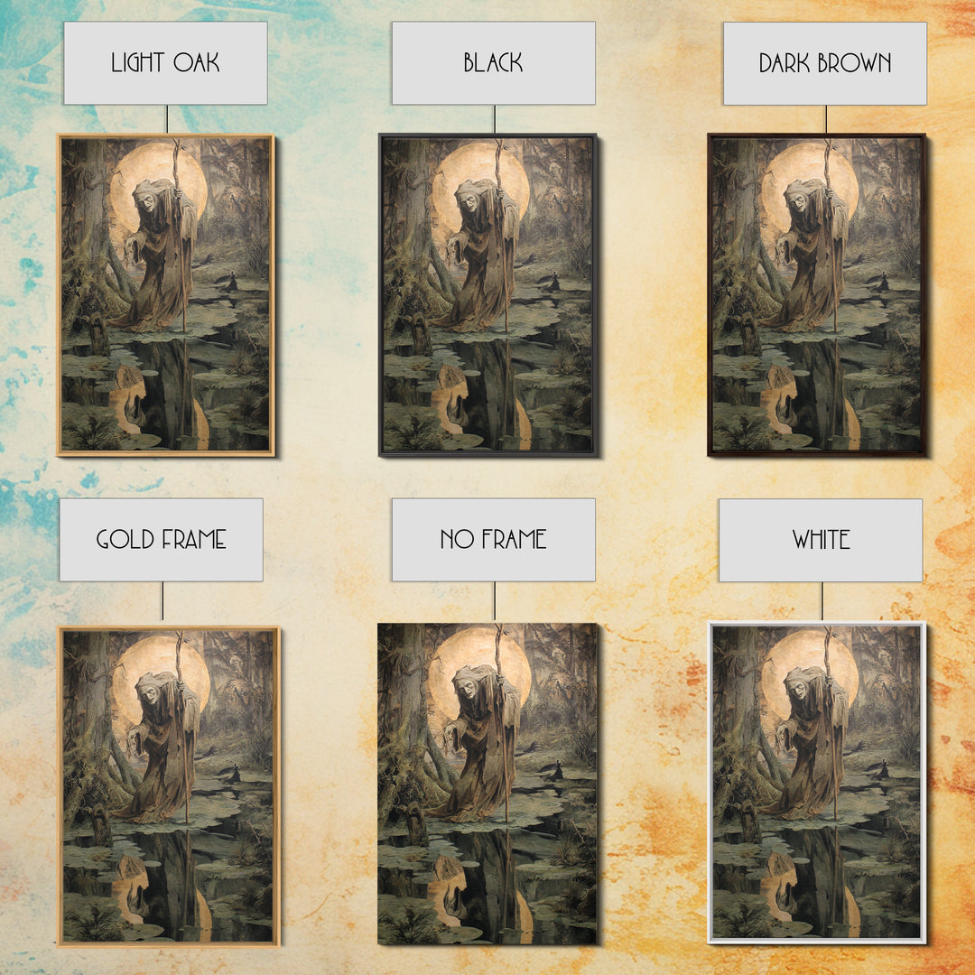 The Swamp Witch, Dark Renaissance Art, Vertical Wall Art, Gothic Horror Wall Art, Canvas Print, Halloween Wall Art