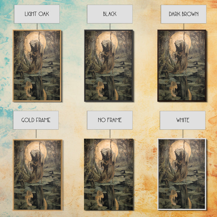 The Swamp Witch, Dark Renaissance Art, Vertical Wall Art, Gothic Horror Wall Art, Canvas Print, Halloween Wall Art