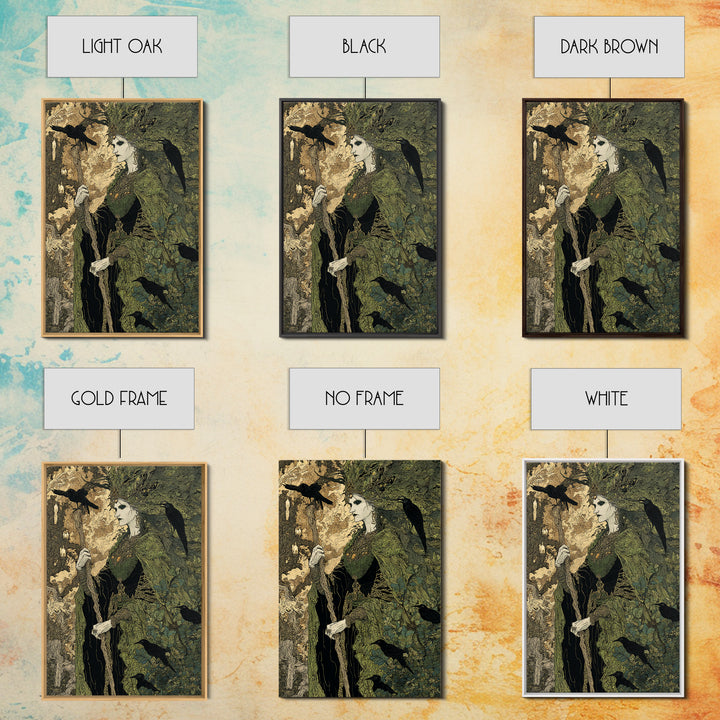 The Swamp Witch, Stained Glass Gothic Art, Vertical Wall Art, Dark Fantasy Wall Art, Canvas Print, Halloween Wall Art