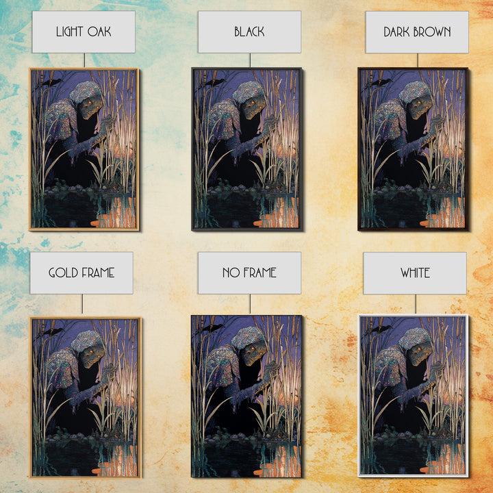 The Bog Mummy, Stained Glass Gothic Art, Vertical Wall Art, Gothic Horror Wall Art, Framed Canvas Print, Halloween Wall Art