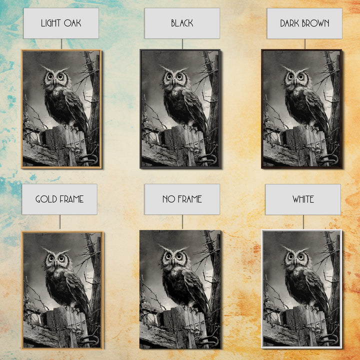 The Owl-Faced Omen, Decadent Gothic Art, Vertical Wall Art, Dark Fantasy Wall Art, Framed Canvas Print, Halloween Wall Art